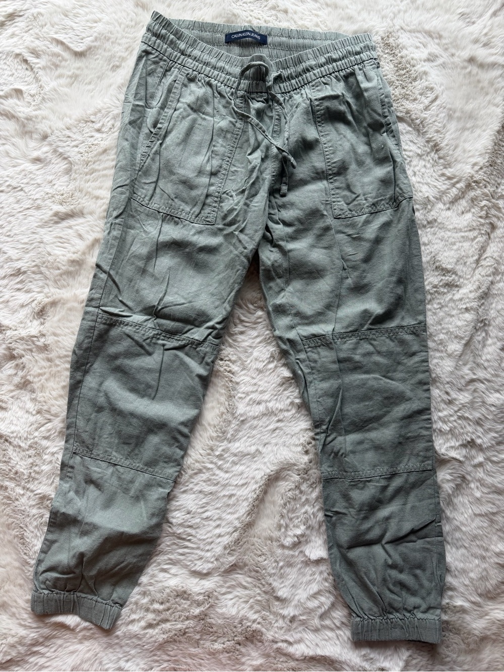 Calvin Klein Olive Drawstring Ankle Joggers